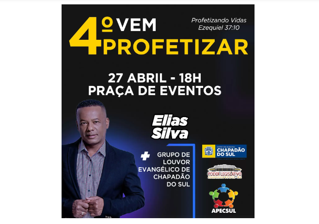 Imagem de compartilhamento para o artigo Prefeitura de Chapadão do Sul realiza 'Vem Profetizar' e convida população da MS Todo dia
